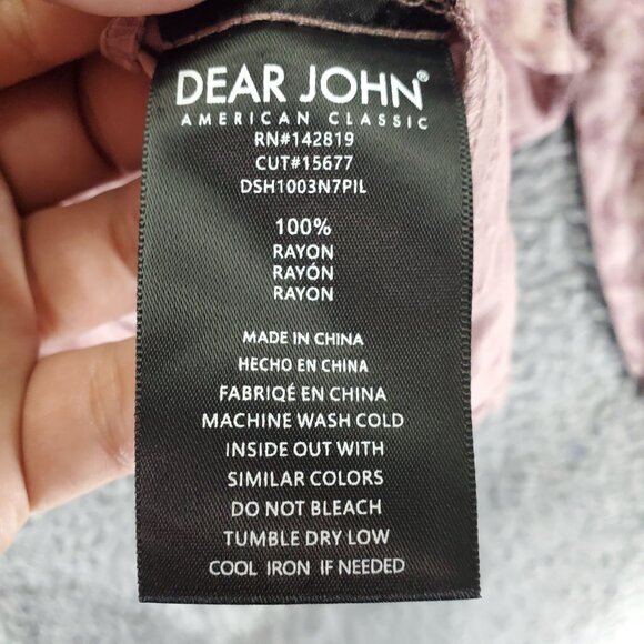 Dear John Top Womens Small Pink Lightweight Long Sleeve Printed Blouse *NWT* - Picture 3 of 12